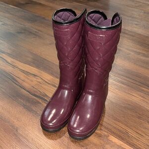 Hunter Women's Refined Gloss Quilted Short Rain Boots Size 6